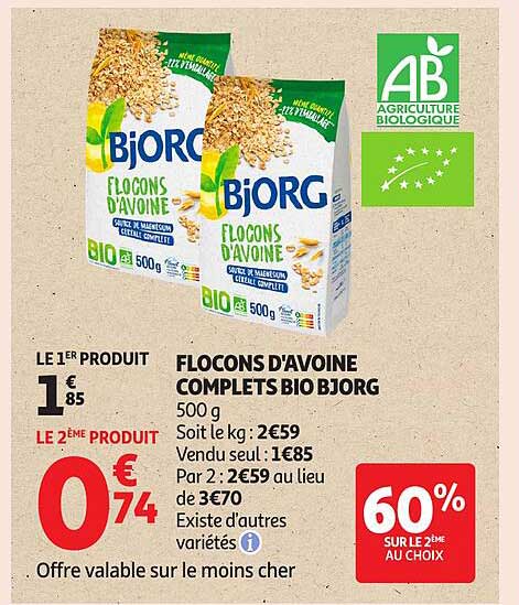 FLOCONS D'AVOINE COMPLETS BIO BJORG