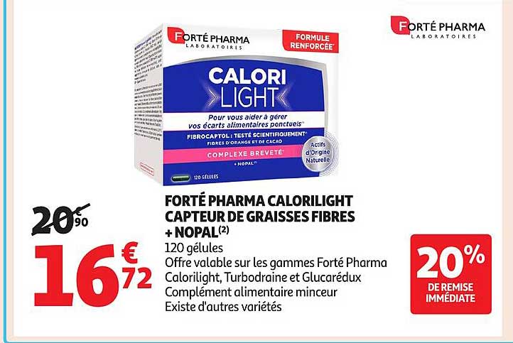 FORTÉ PHARMA CALORILIGHT CAPTEUR DE GRAISSES FIBRES + NOPAL(2)