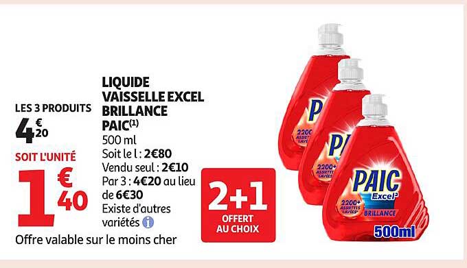 LIQUIDE VAISSELLE EXCEL BRILLANCE PAIC