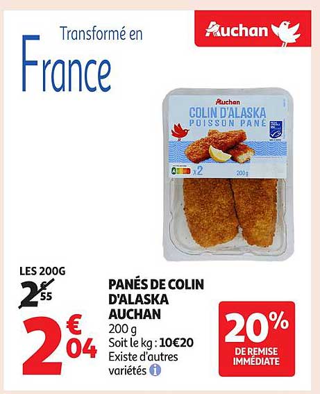 PANÉS DE COLIN D'ALASKA AUCHAN