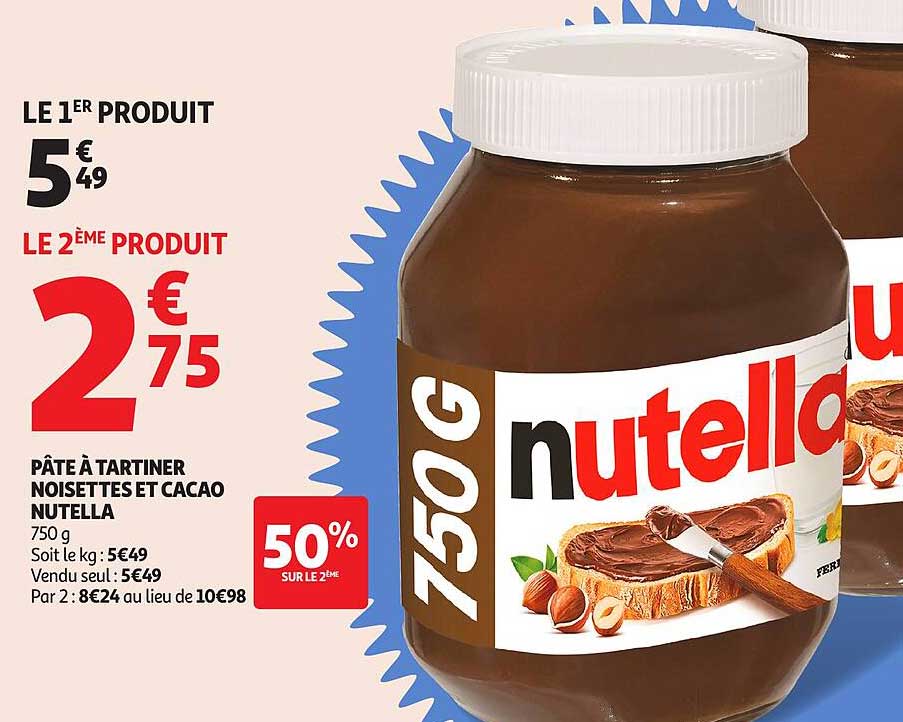PÂTE À TARTINER NOISETTES ET CACAO NUTELLA 750 G