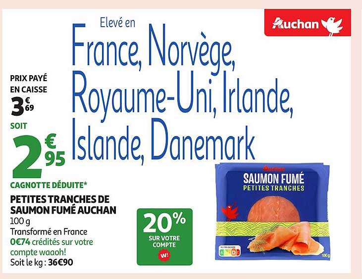 PETITES TRANCHES DE SAUMON FUMÉ AUCHAN
