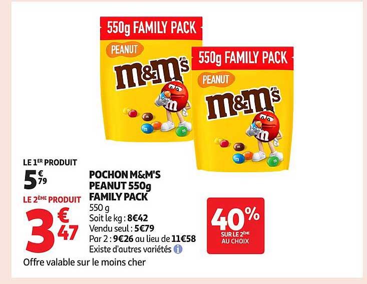 POCHON M&M'S PEANUT 550g FAMILY PACK