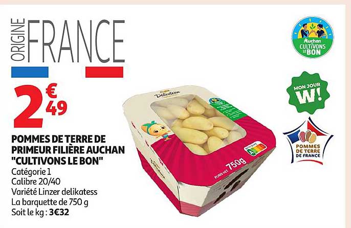 Pommes de terre de primeur filière Auchan "Cultivons le Bon"