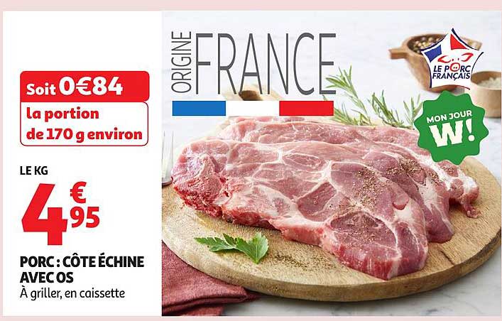PORC : CÔTE ÉCHINE AVEC OS