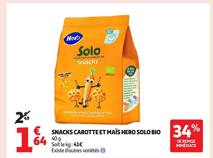 SNACKS CAROTTE ET MAÏS HERO SOLO BIO
