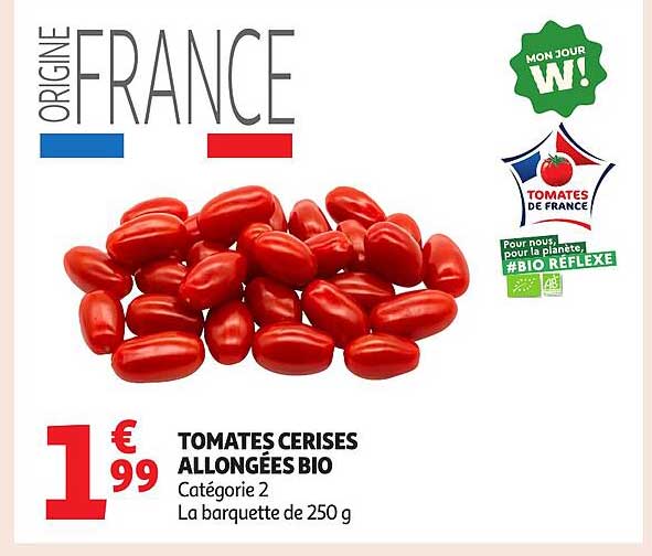 TOMATES CERISES ALLONGÉES BIO