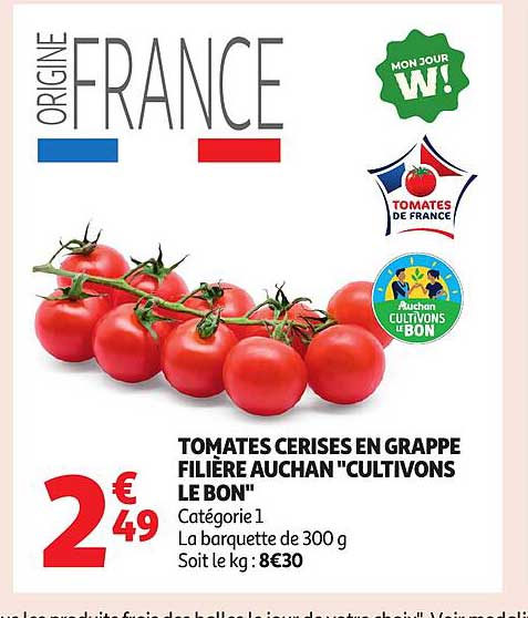 TOMATES CERISES EN GRAPPE FILIÈRE AUCHAN "CULTIVONS LE BON"