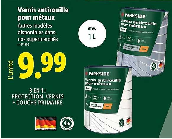 Vernis antirouille pour métaux