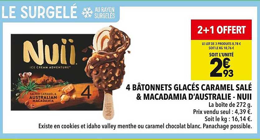 4 BÂTONNETS GLACÉS CARAMEL SALÉ & MACADAMIA D’AUSTRALIE - NUII