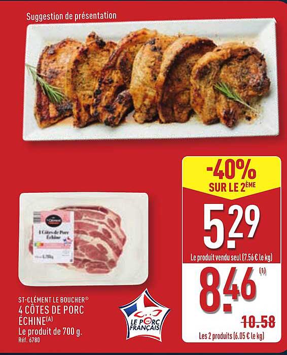 4 CÔTES DE PORC ÉCHINÉE