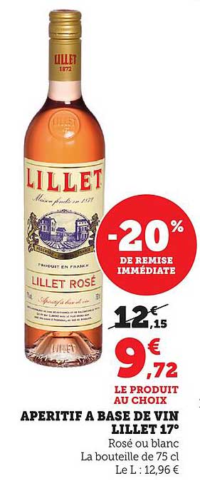 APERITIF A BASE DE VIN LILLET 17°