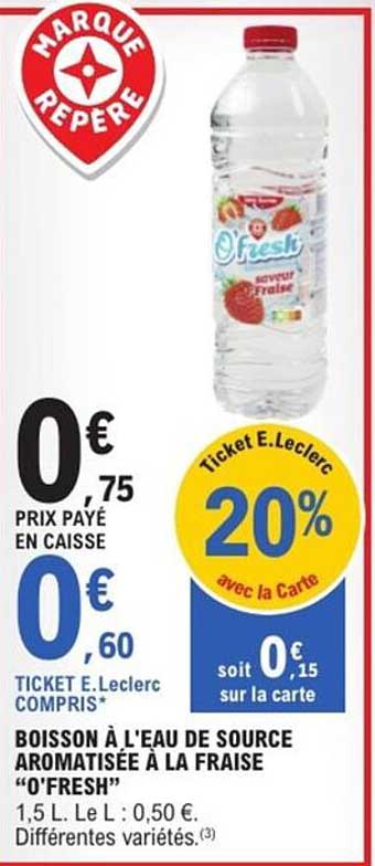 BOISSON À L'EAU DE SOURCE AROMATISÉE À LA FRAISE "O'FRESH"