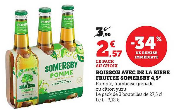 BOISSON AVEC DE LA BIERE FRUITEE SOMERSBY 4,5°