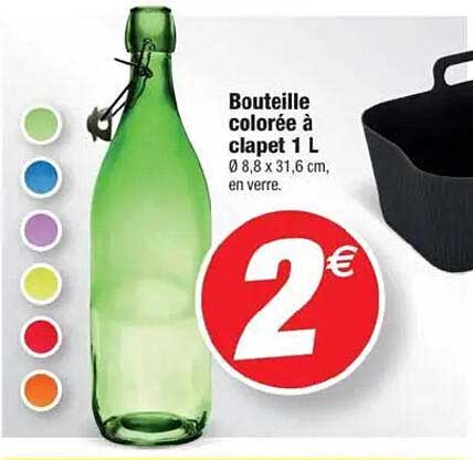 Bouteille colorée à clapet 1 L