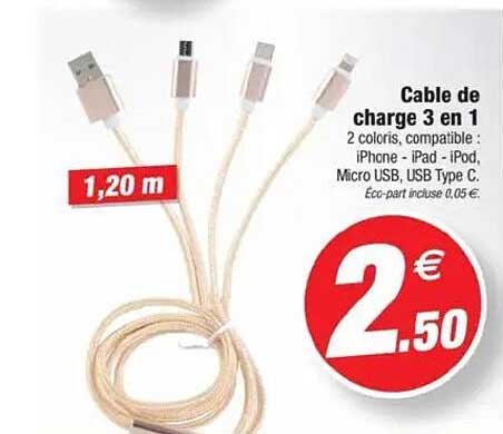 Cable de charge 3 en 1