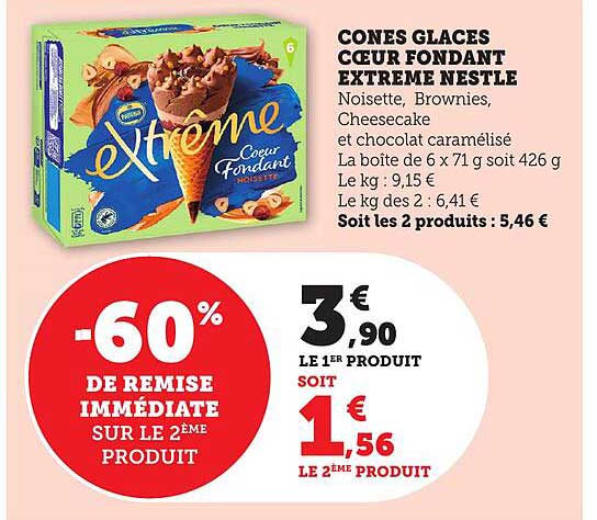 CONES GLACES COEUR FONDANT EXTREME NESTLE