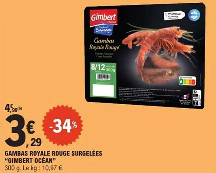 GAMBA ROYALE ROUGE SURGELÉES "GIMBERT OCÉAN"