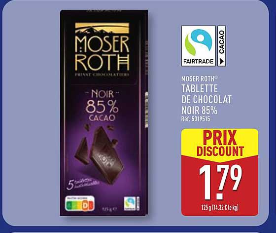 MOSER ROTH® TABLETTE DE CHOCOLAT NOIR 85%