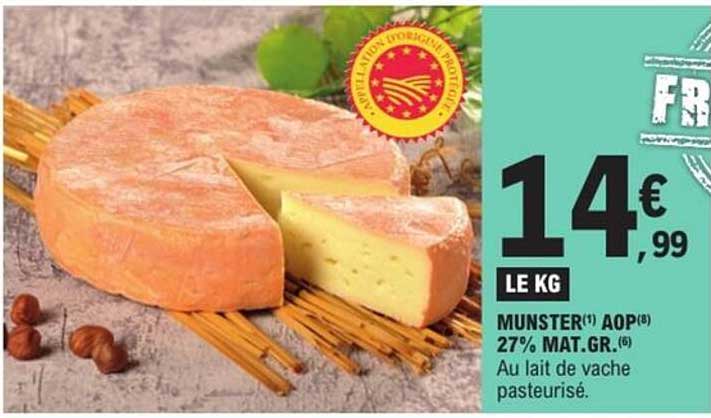 Munster AOP au lait de vache pasteurisé