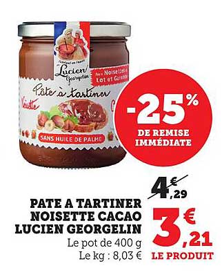 PATE A TARTINER NOIXETTE CACAO LUCIEN GEORGELIN
