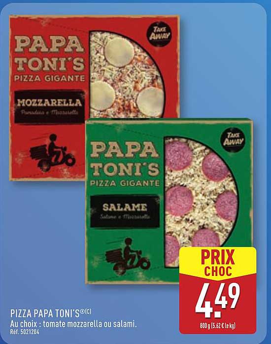 PIZZA PAPA TONI'S© Au choix : tomate mozzarella ou salami.