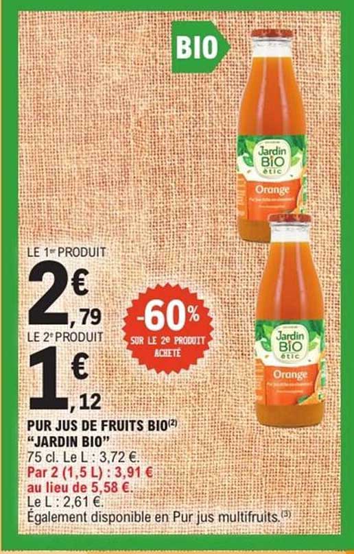PUR JUS DE FRUITS BIO "JARDIN BIO"