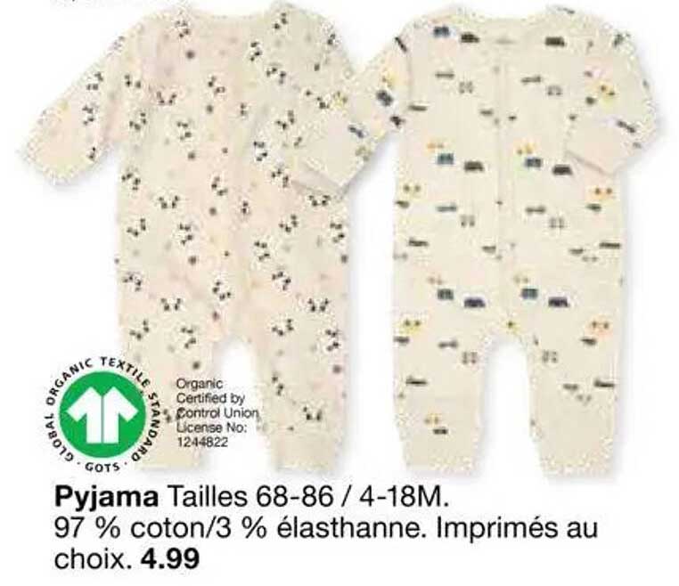 Pyjama Tailles 68-86 / 4-18M.
