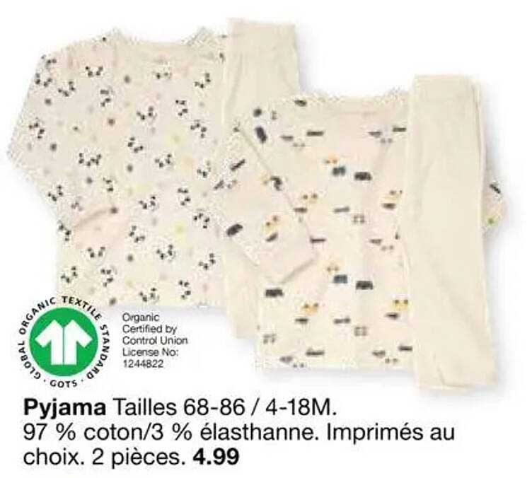 Pyjama Tailles 68-86 / 4-18M.