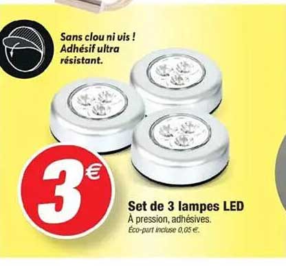 Set de 3 lampes LED
