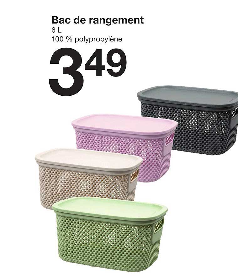 Bac de rangement 6 L 100 % polypropylène