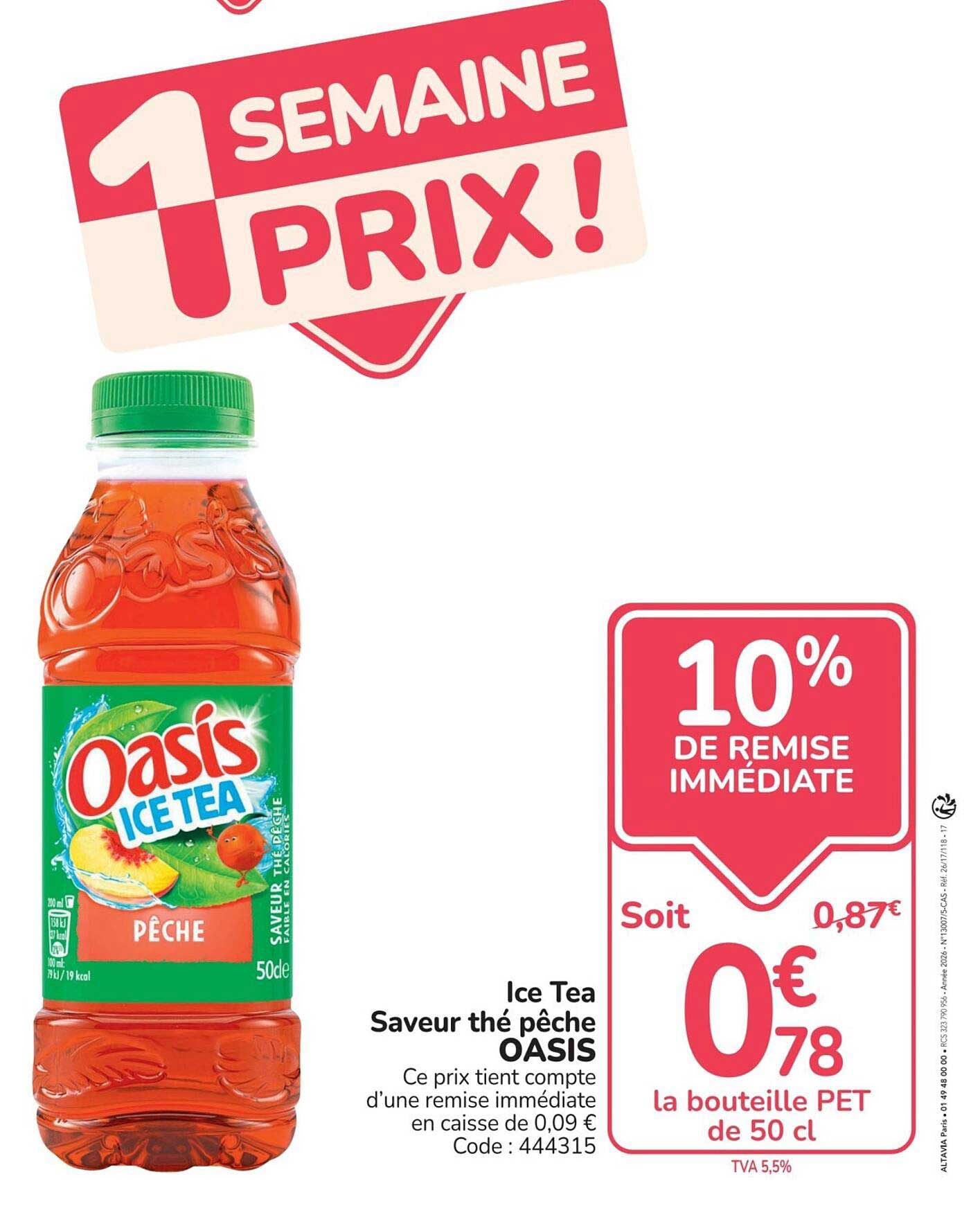 Ice Tea Saveur thé pêche OASIS