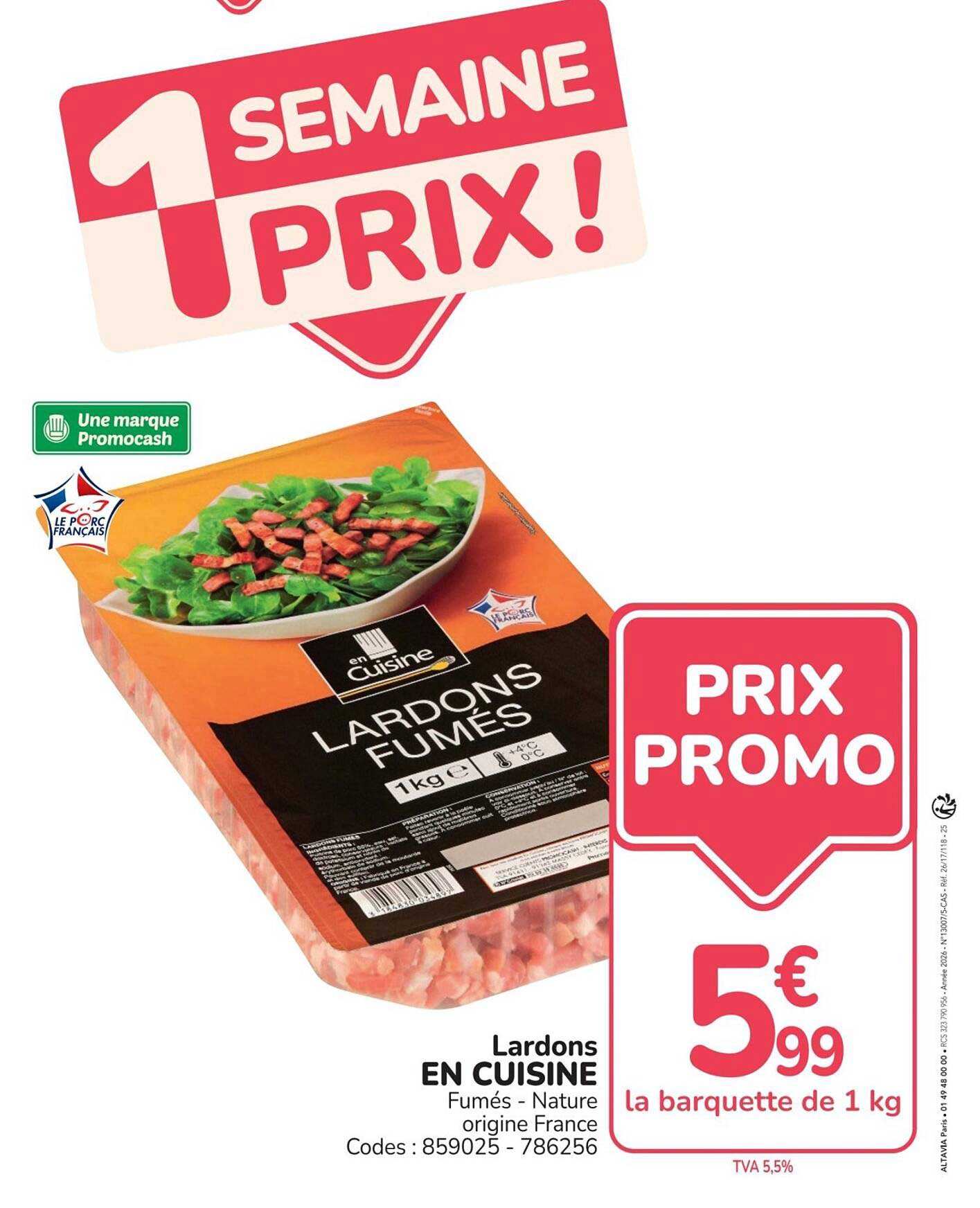 Lardons EN CUISINE Fumés - Nature origine France