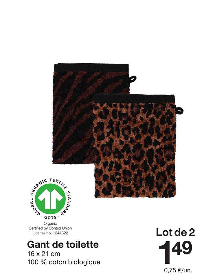 Lot de 2 Gant de toilette