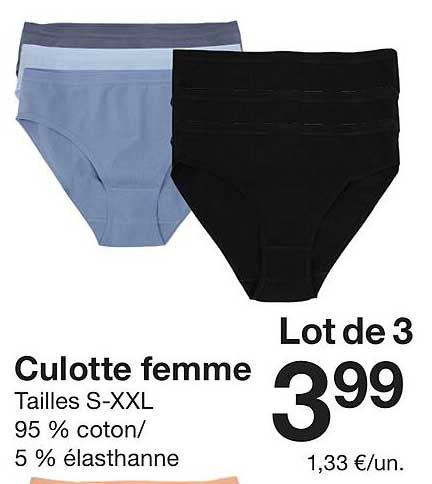 Lot de 3 Culotte femme