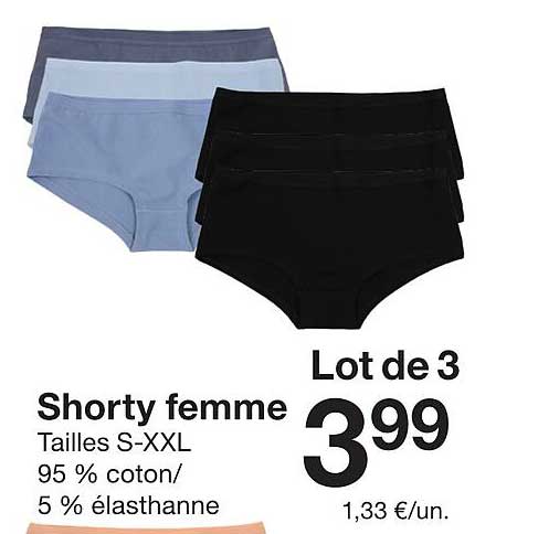 Lot de 3 Shorty femme