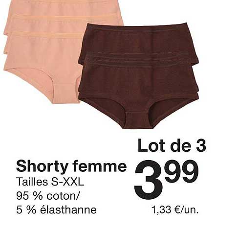 Lot de 3 Shorty femme