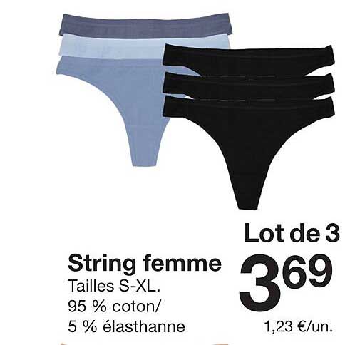 Lot de 3 String femme