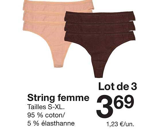Lot de 3 String femme