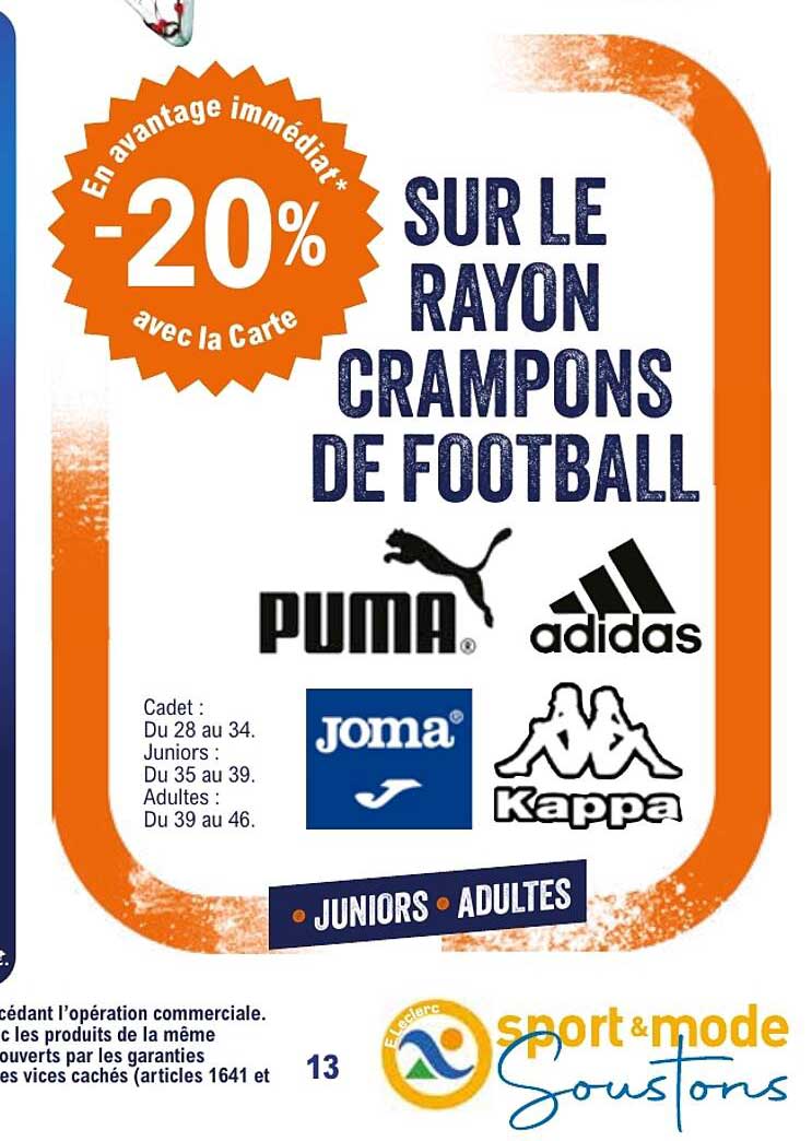 SUR LE RAYON CRAMPONS DE FOOTBALL