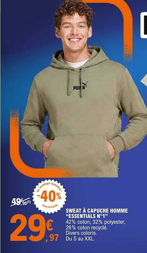 SWEAT À CAPUCHE HOMME “ESSENTIALS N°1”
