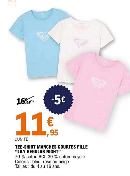 TEE-SHIRT MANCHES COURTES FILLE “LILY REGULAR NIGHT”