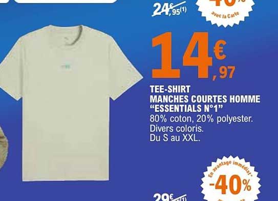 TEE-SHIRT MANCHES COURTES HOMME “ESSENTIALS N°1”