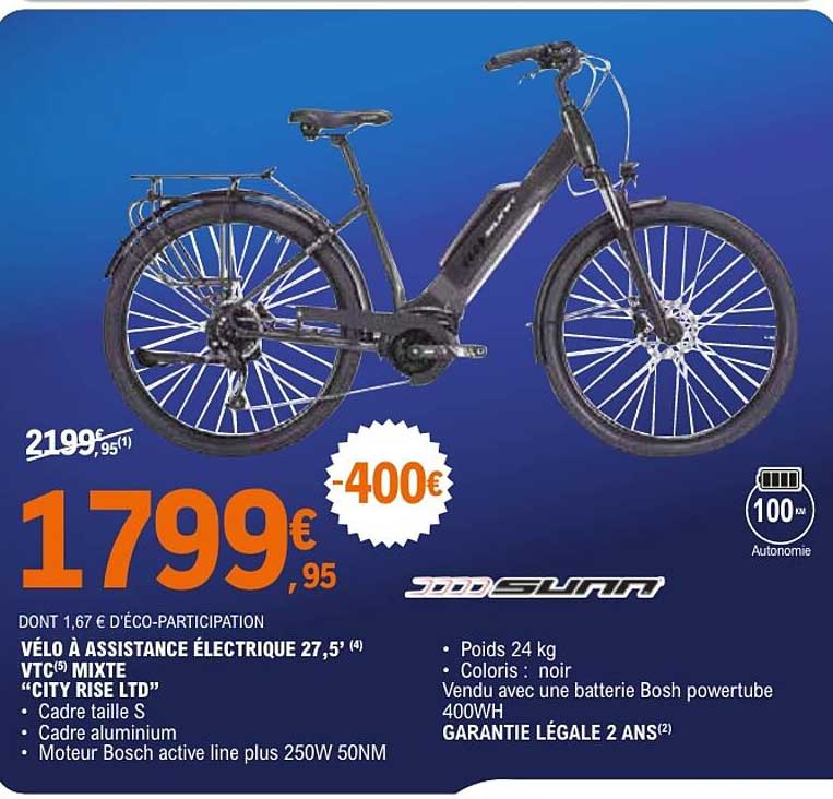 VÉLO À ASSISTANCE ÉLECTRIQUE 27,5" VTC MIXTE “CITY RISE LTD”