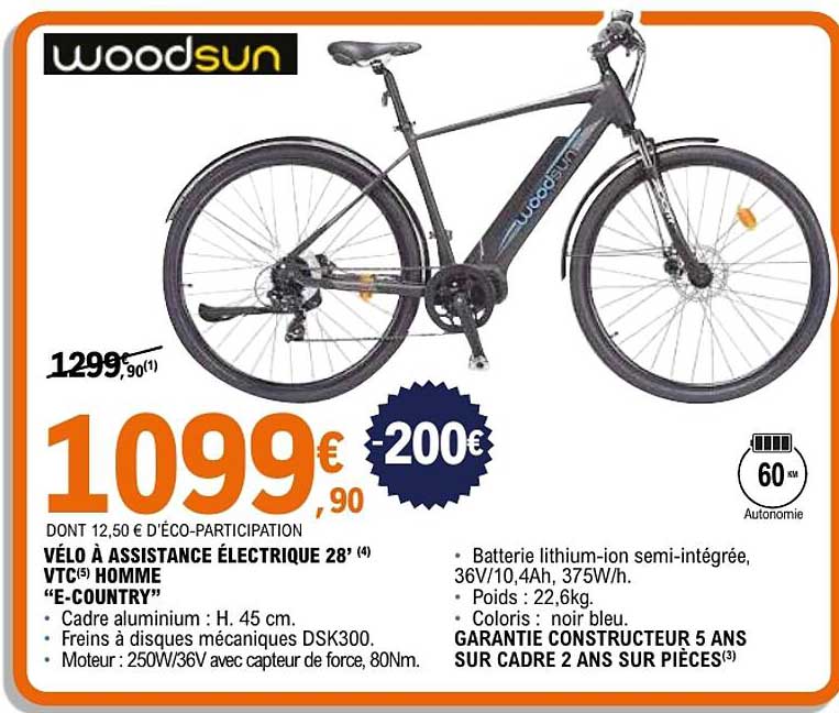 VÉLO À ASSISTANCE ÉLECTRIQUE 28" VTC(5) HOMME "E-COUNTRY"