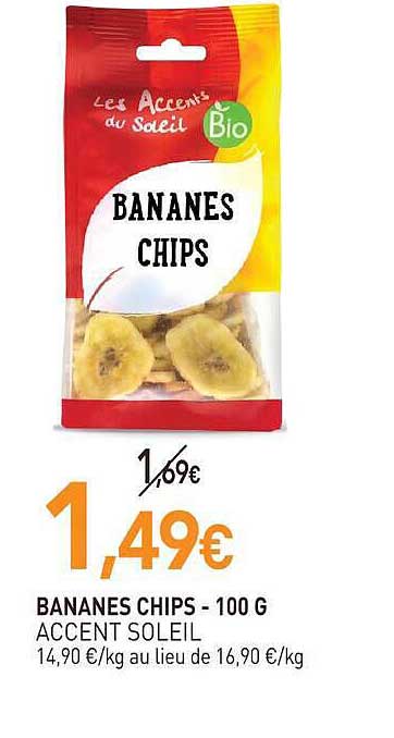 BANANES CHIPS - 100 G ACCENT SOLEIL