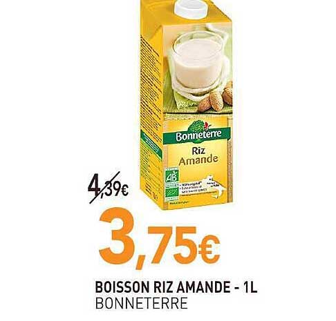 BOISSON RIZ AMANDE - 1L BONNETERRE