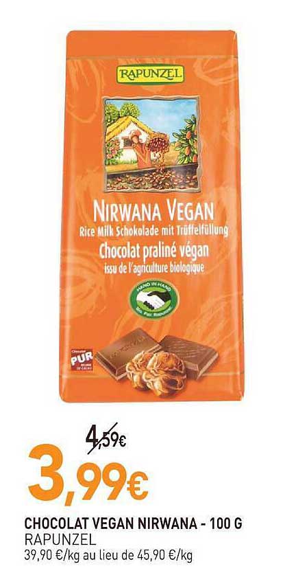 CHOCOLAT VEGAN NIRWANA - 100 G RAPUNZEL