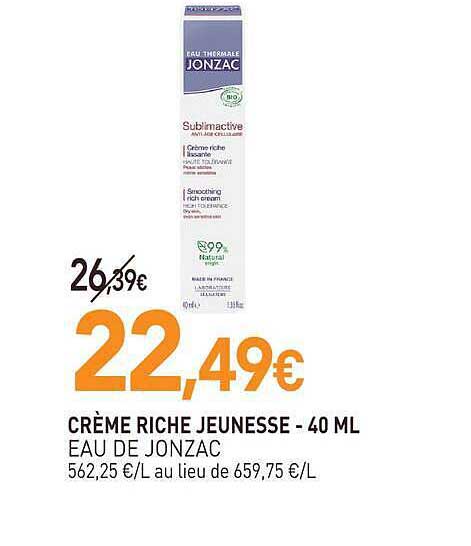 CRÈME RICHE JEUNESSE - 40 ML EAU DE JONZAC