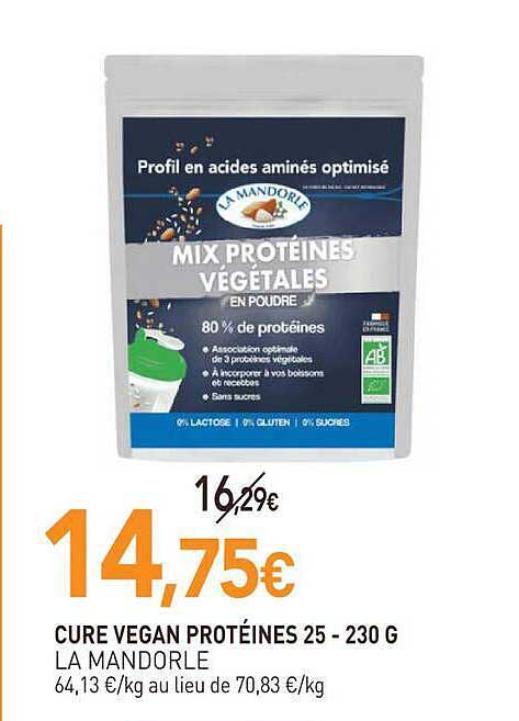 CURE VEGAN PROTÉINES 25 - 230 G LA MANDORLE